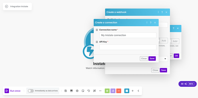 Create Webhook and Create Connection